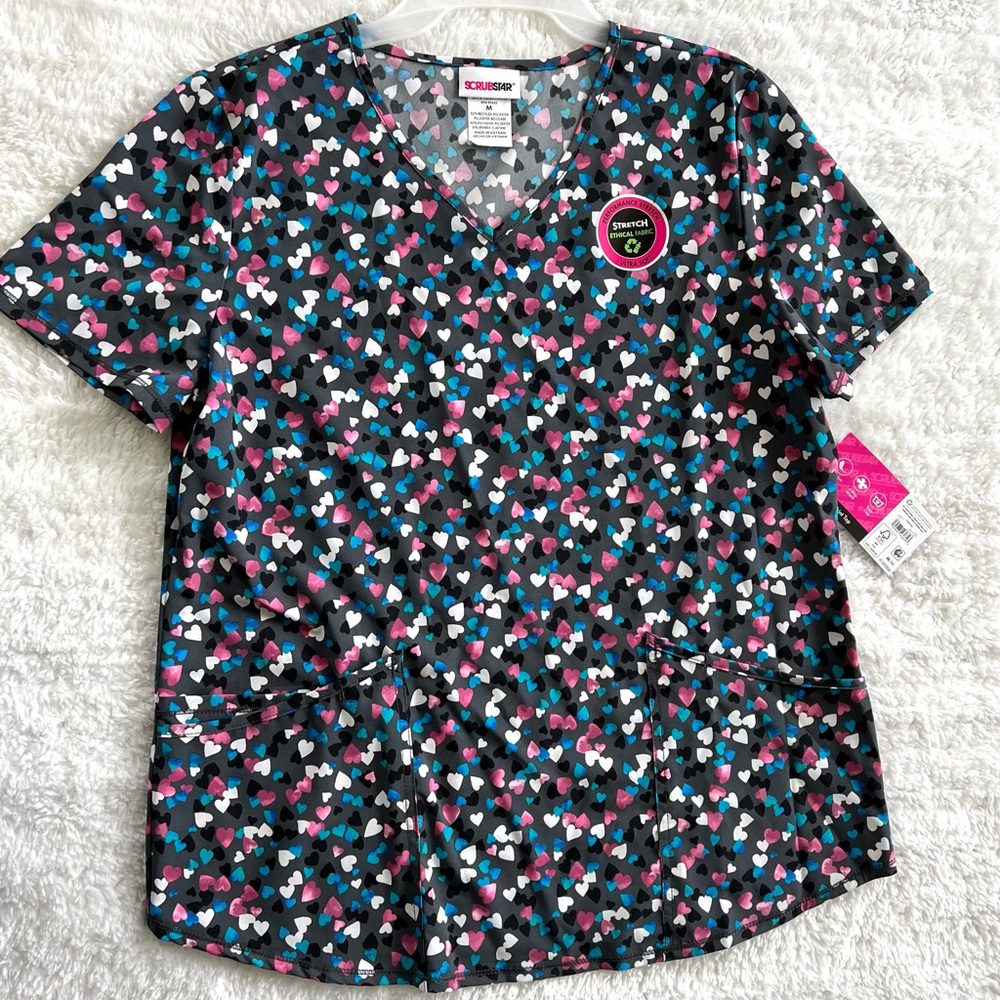 Scrub Star Women's Tiny Hearts Top
